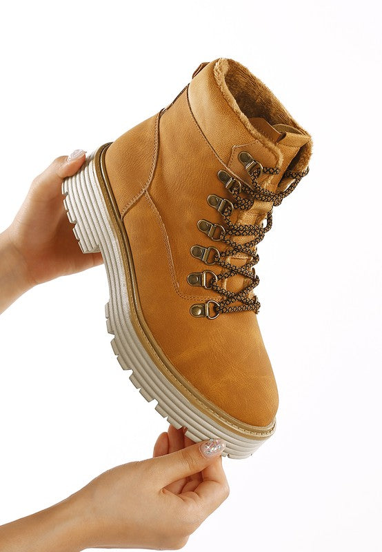 Boskoff Lace-Up Chunky Warm Ankle Boots