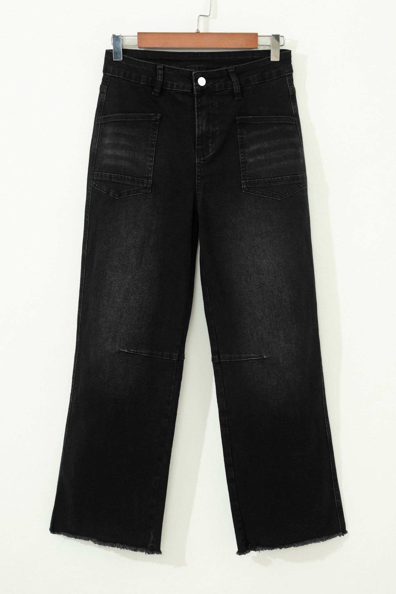 Black Frayed Cropped Straight Jeans - Loving It Shop