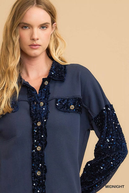 Sequined French Terry Jacket