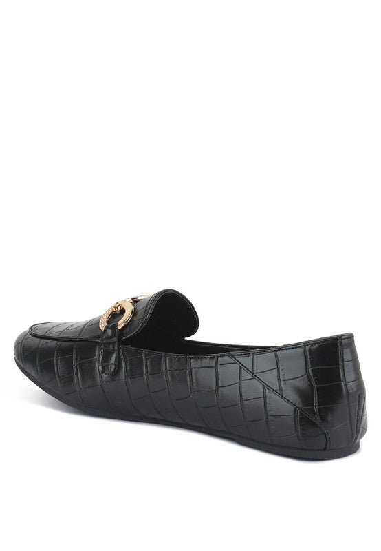 LONDON RAG CROC TEXTURED METAL SHOW DETAIL LOAFERS - Loving It Shop