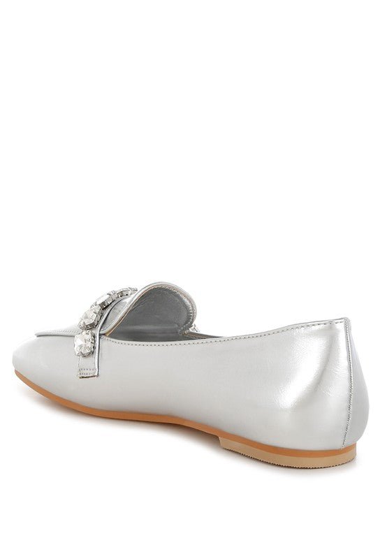 Celosia Metallic Diamante Strap Loafers - Loving It Shop