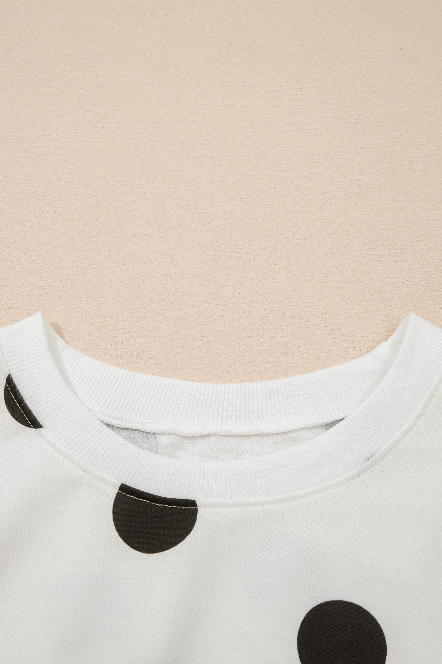 White Polka Dot Printed Long Sleeve Flared Mini Dress