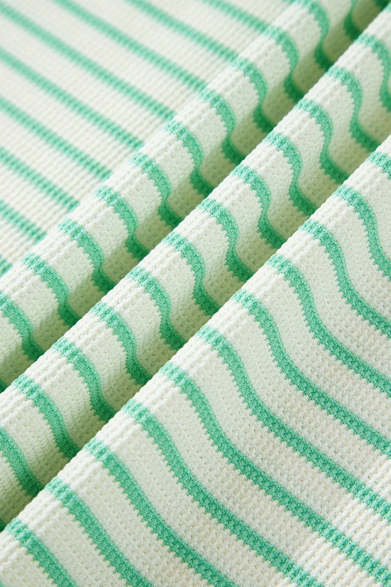 Green Stripe Colorblock Trim Round Neck Short Sleeve Tee - Loving It Shop