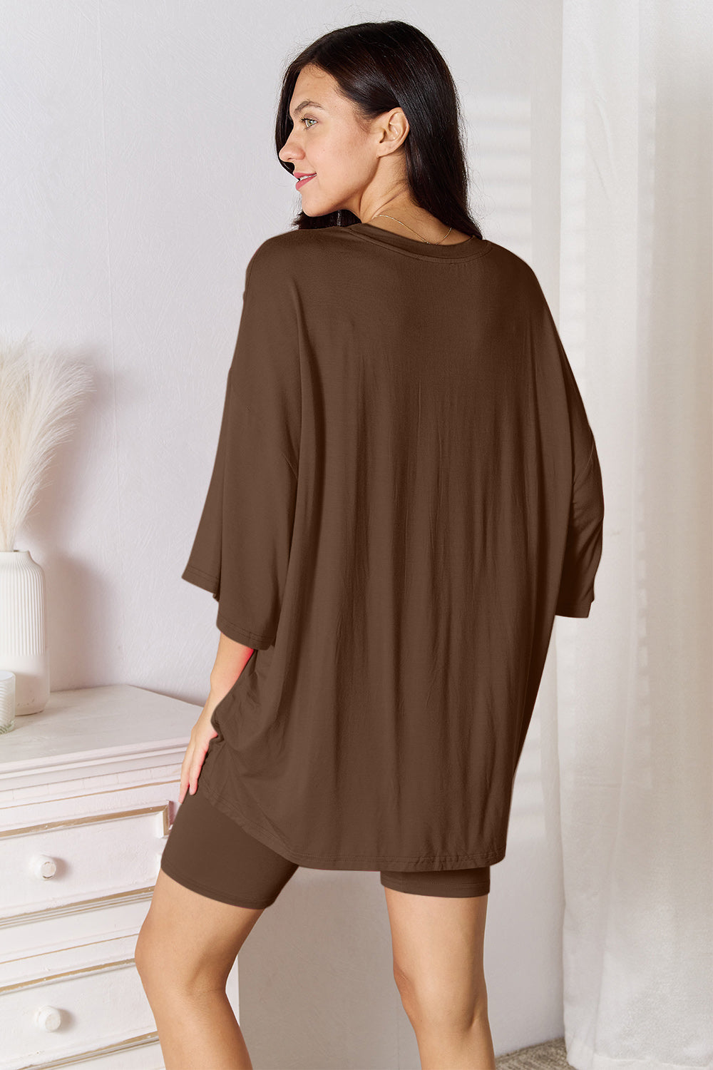 I am a Fashion Junky Full Size Soft Rayon Three-Quarter Sleeve Top and Shorts Set