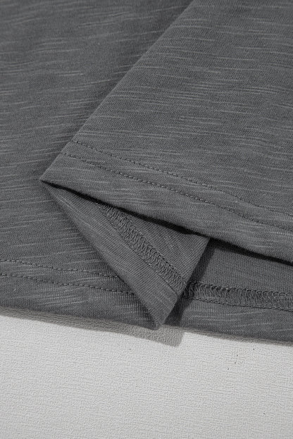 Dark Grey Layered Ruffle Short Sleeve Round Neck Top