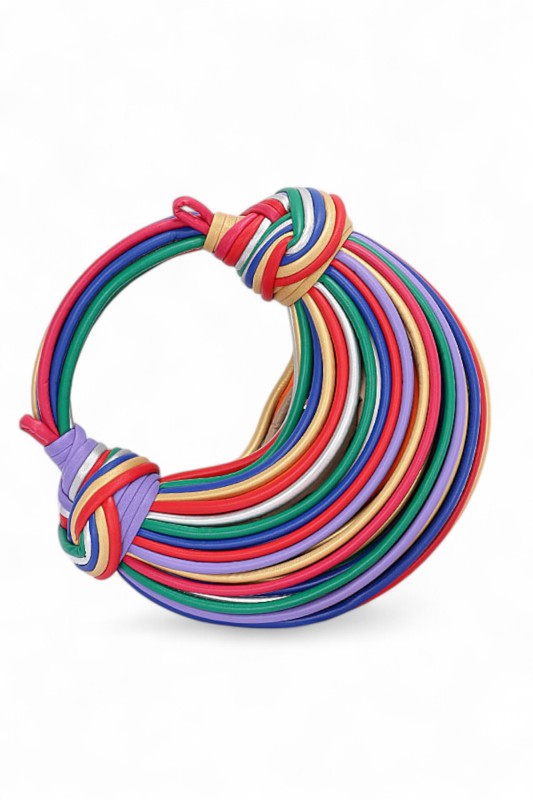 Faux Leather String Rope Top Handle Swing Bag