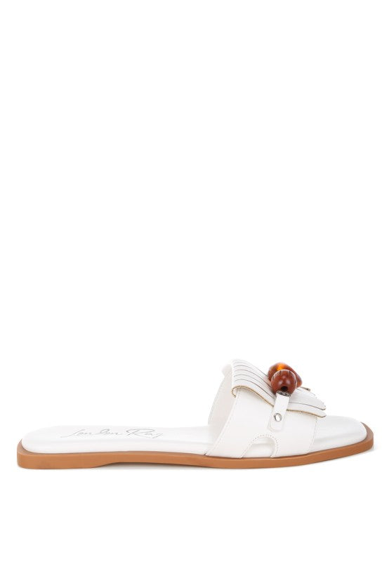 Nakasa Beaded Faux Leather Slip Ons