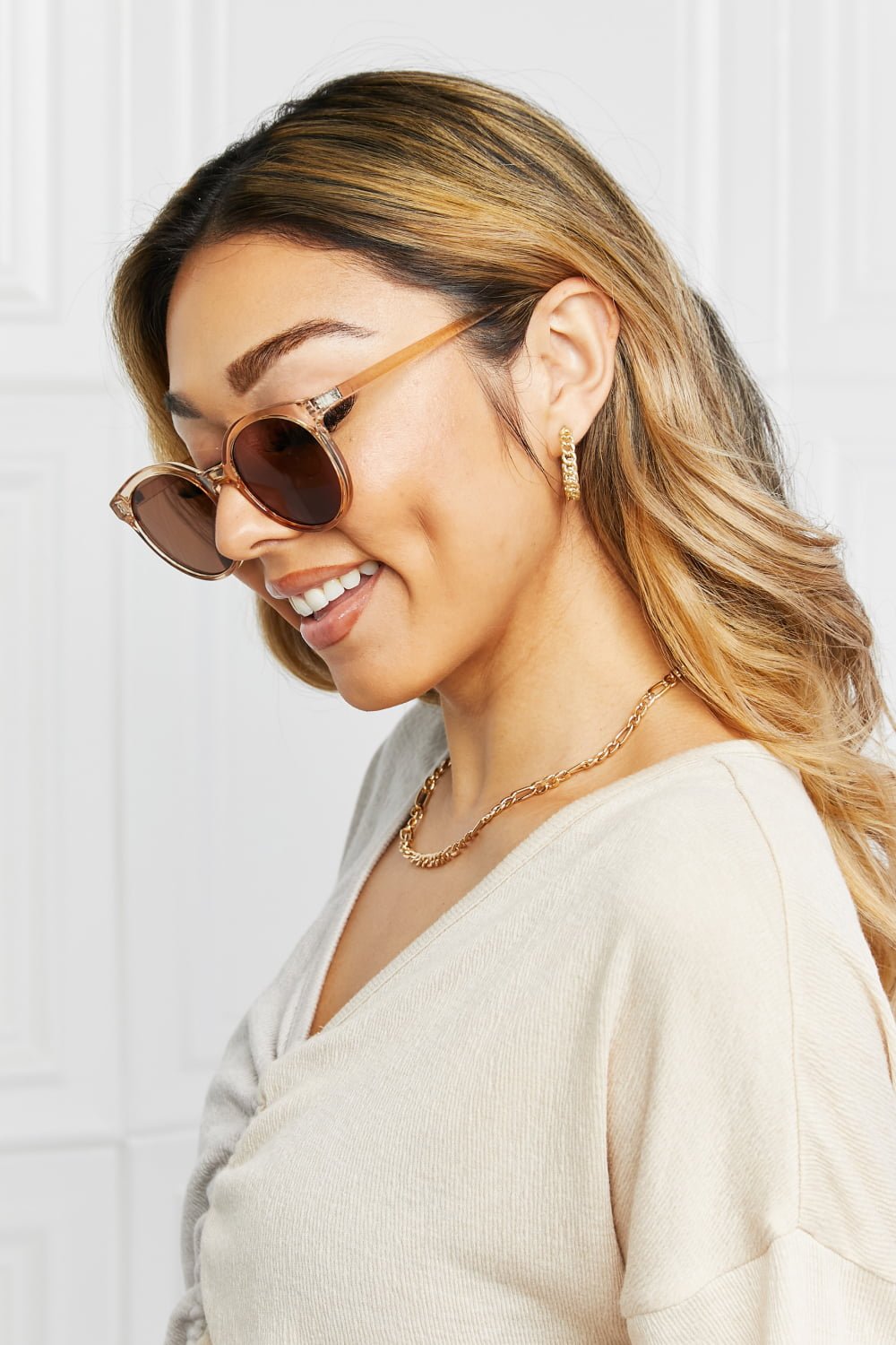 Round Full Rim Polycarbonate Frame Sunglasses - Loving It Shop