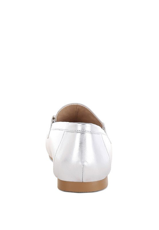 Estafa Horsebit & Studs Metallic Pleather Loafers - Loving It Shop