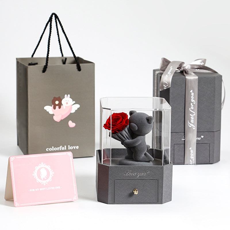 Flocking Bear Gift Box Valentine&