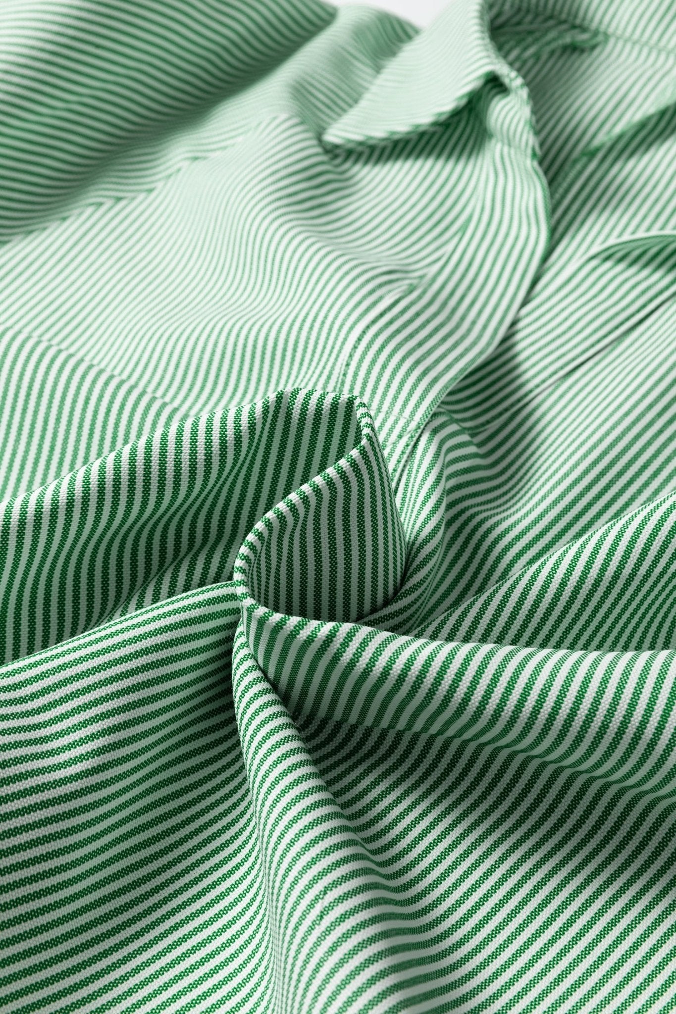Mint Green Striped Print Collared Split Neck Half Sleeve Blouse - Loving It Shop