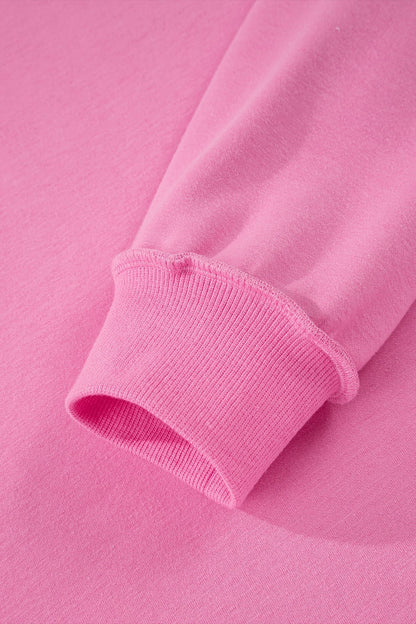 Bright Pink Oversize Drop Shoulder Reversible Mock Neck Sweatshirt - Loving It Shop