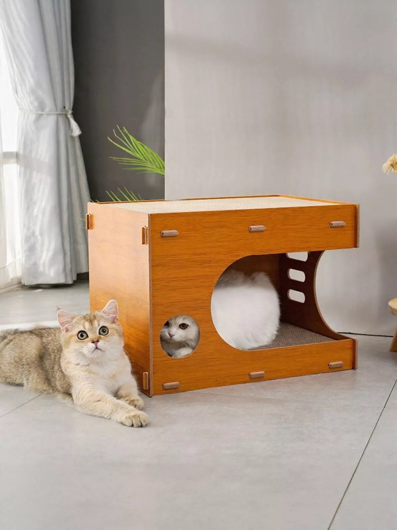 Wooden Corrugated Paper Cat House - Loving It Shop