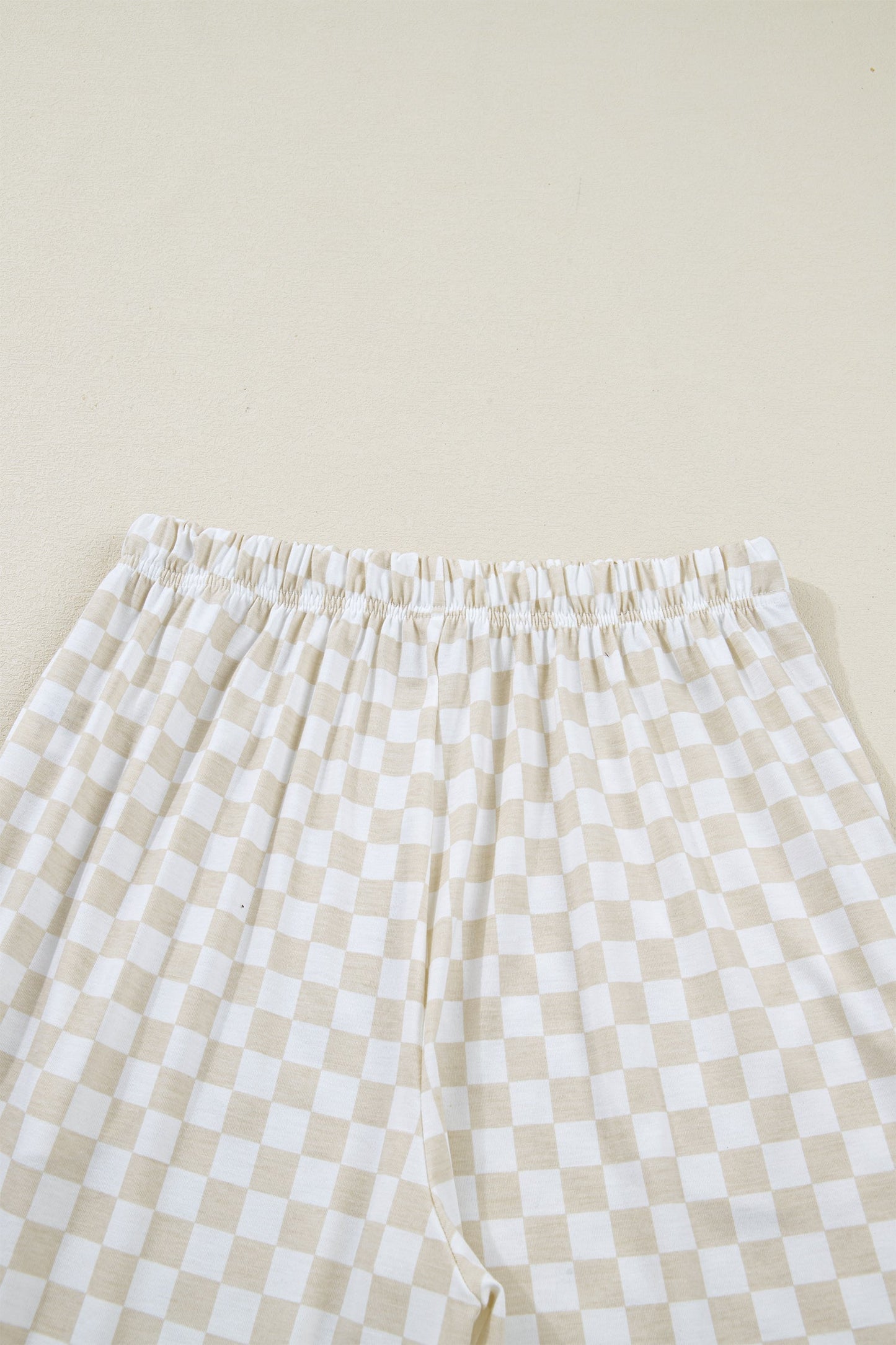 Khaki Checkered Print Half Sleeve Tee 2pcs Lounge Pant Set