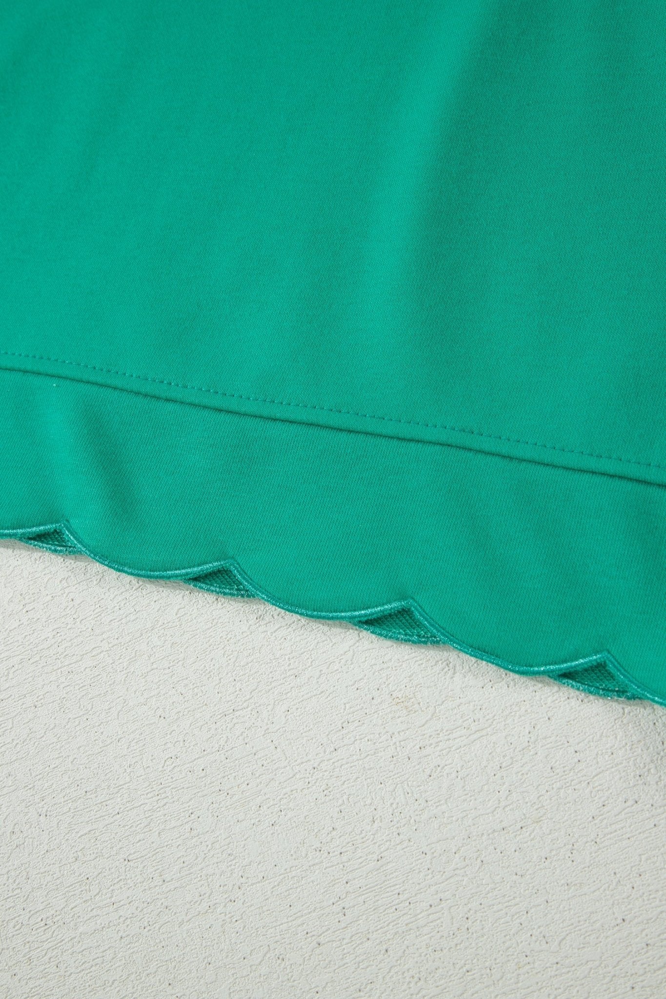 Sea Green Solid Color Snap Button Polo Collar Short Sleeve Scallop Hem Mini Dress - Loving It Shop