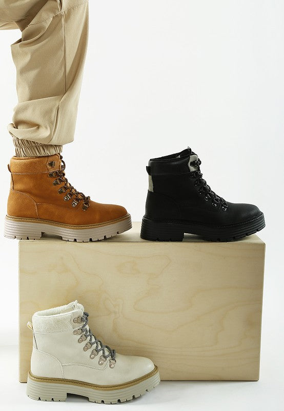 Boskoff Lace-Up Chunky Warm Ankle Boots