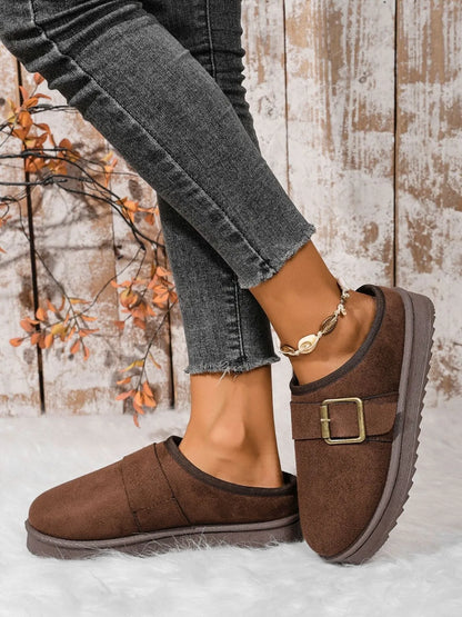Cozy Buckle Suede Winter Slippers - Loving It Shop
