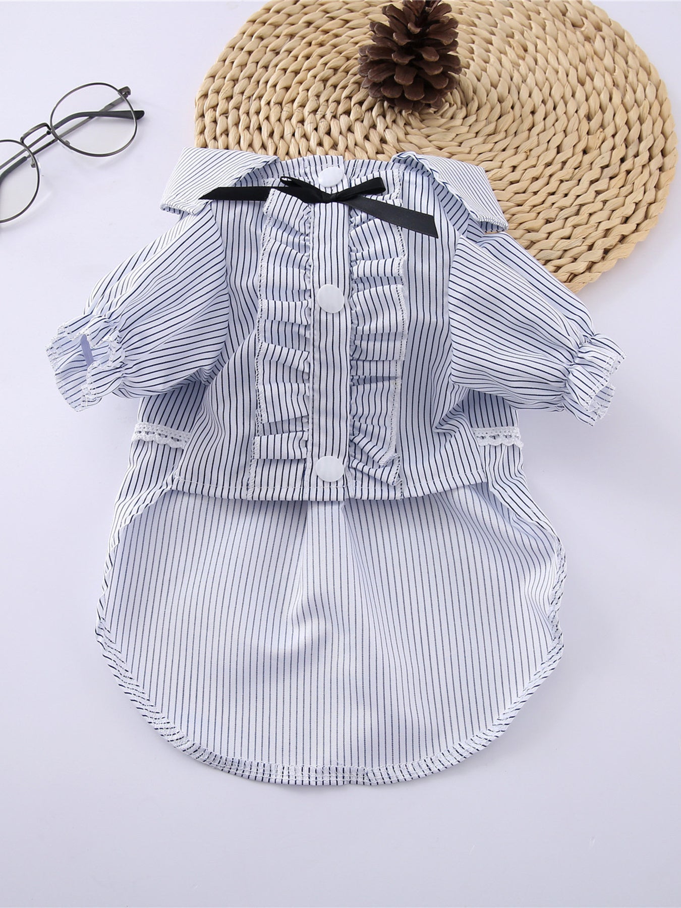 Striped Ruffle Pet Top with Bow - Loving It Shop