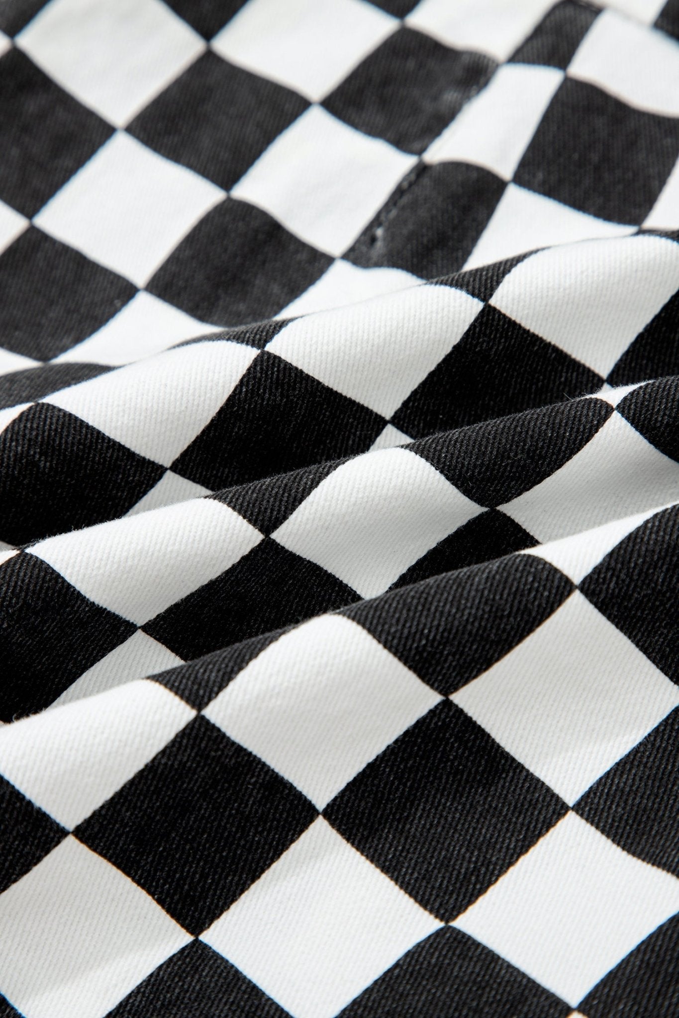 Black Checkered Print Overlap Denim Shorts - Loving It Shop