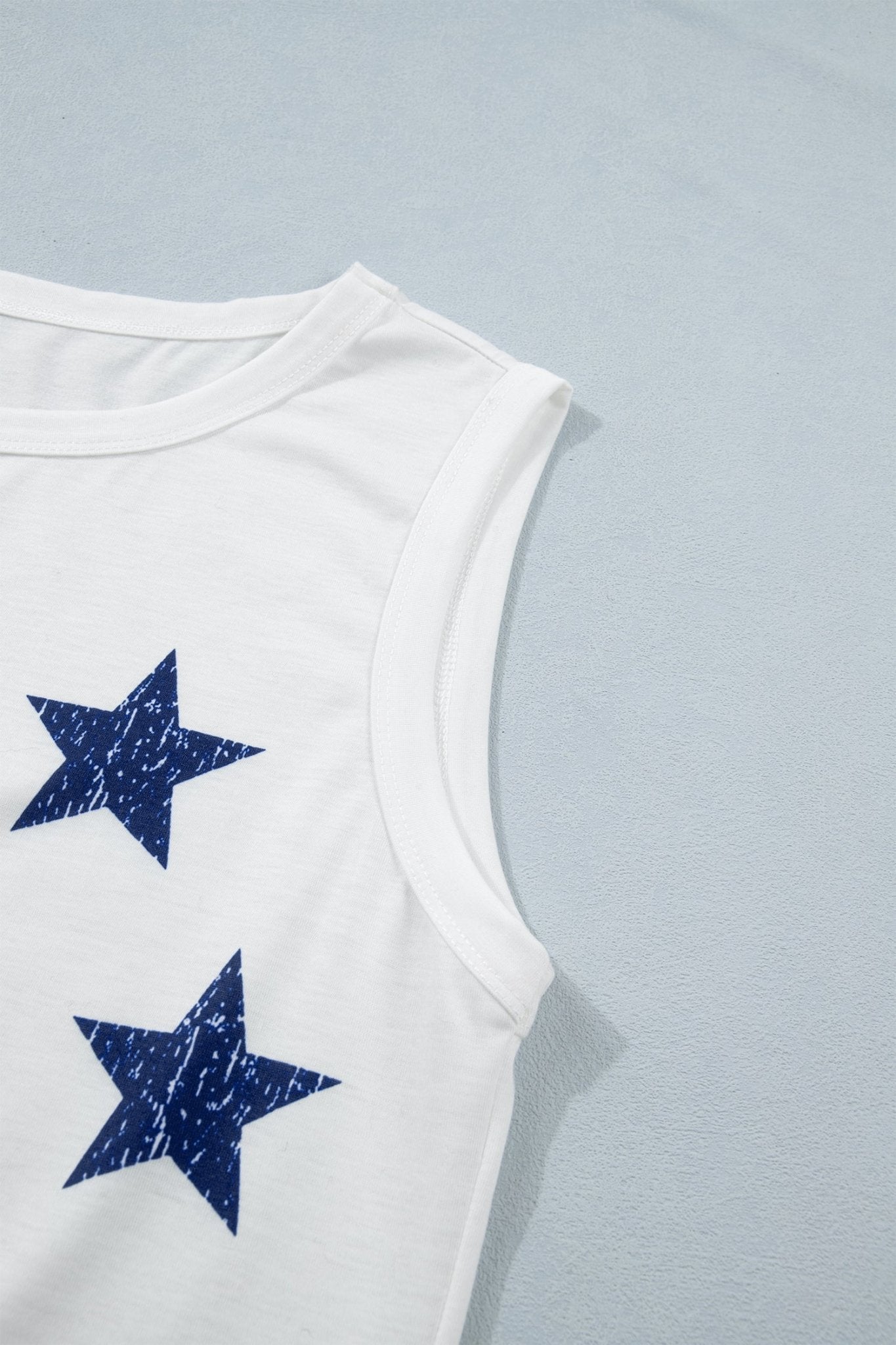 White Vintage Stars and Stripes Printed Casual Tank Top - Loving It Shop