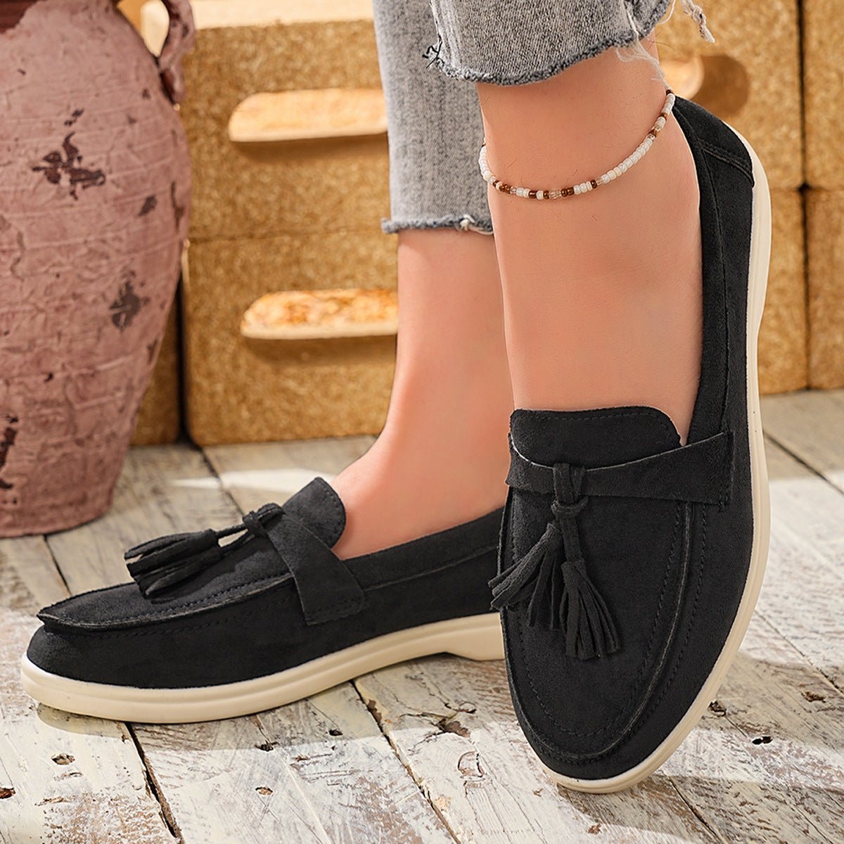Tassel Round Toe Slip - Ons - Loving It Shop