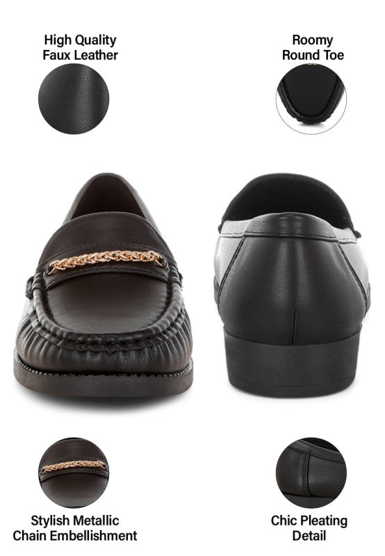 Nemunk Metallic Chain Detail Loafers