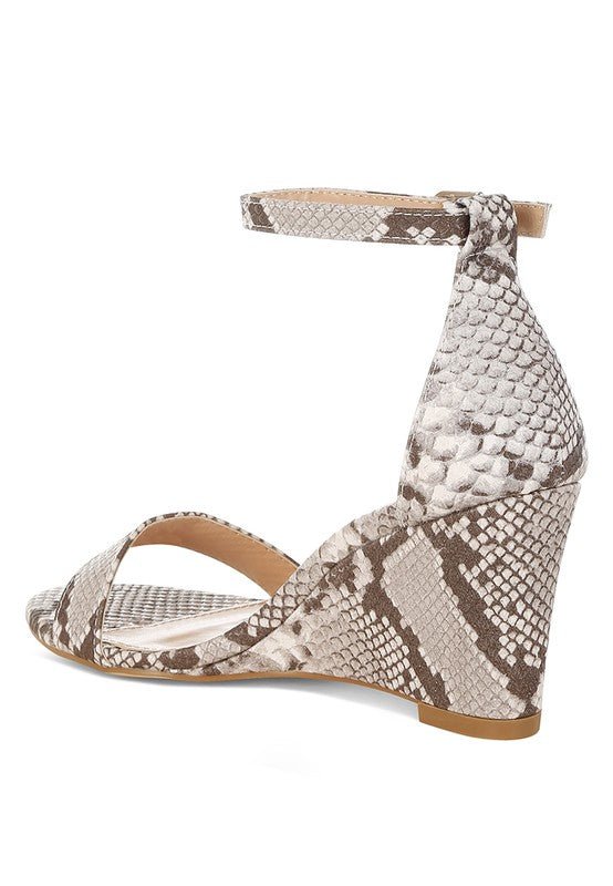 Kodor Snake Print Slim Wedge Heel Sandals - Loving It Shop