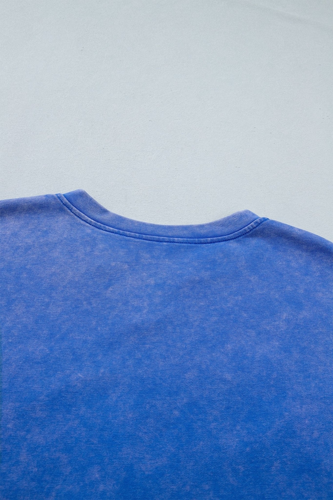 Sky Blue Patriot Star Patched Notched Neck Mineral Washed Tee - Loving It Shop