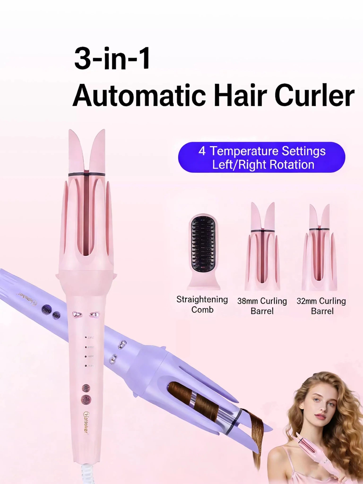 2 - in - 1 Automatic Rotating Ceramic Curling Iron - Loving It Shop