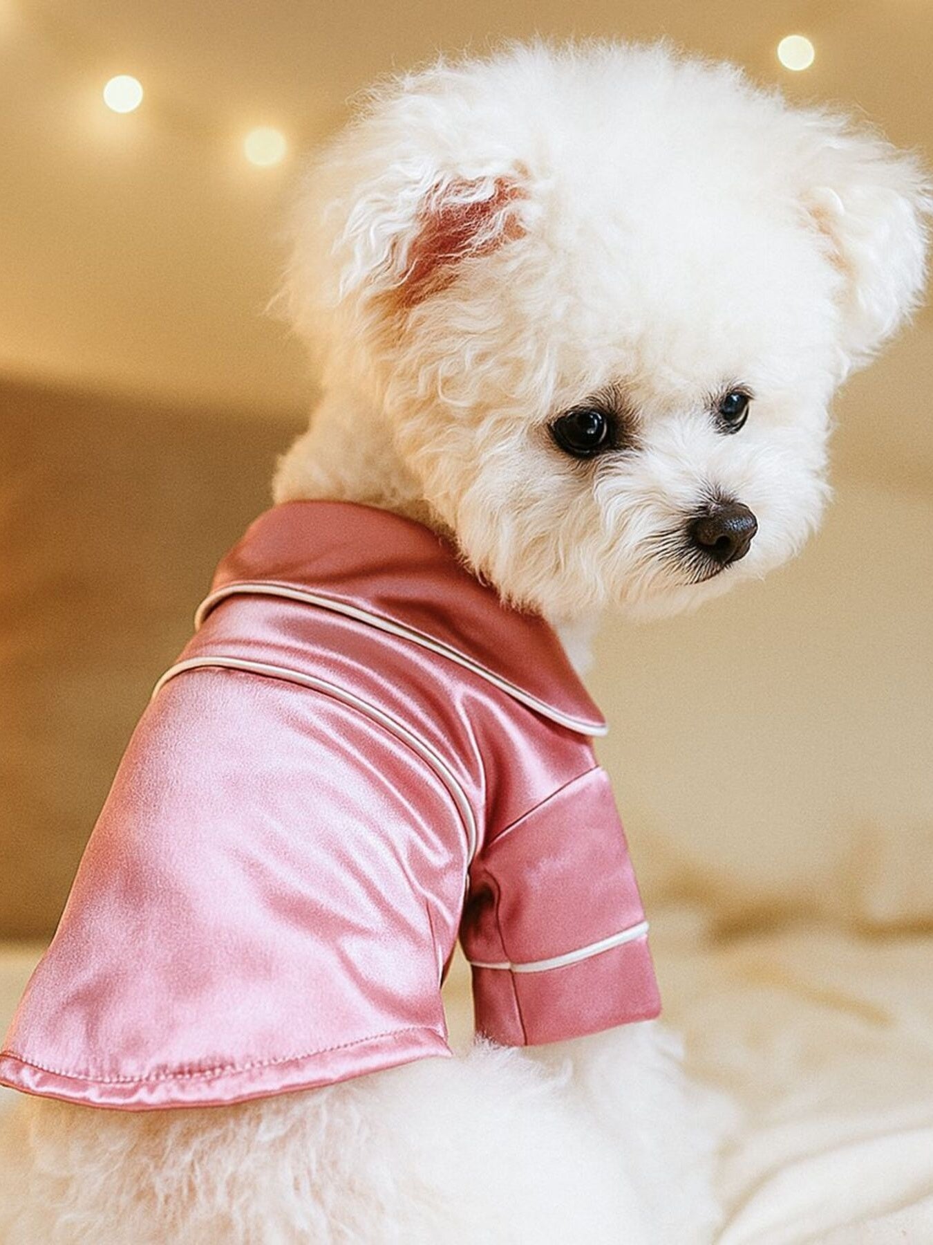 Satin Pet Pajamas with Contrast Piping - Loving It Shop