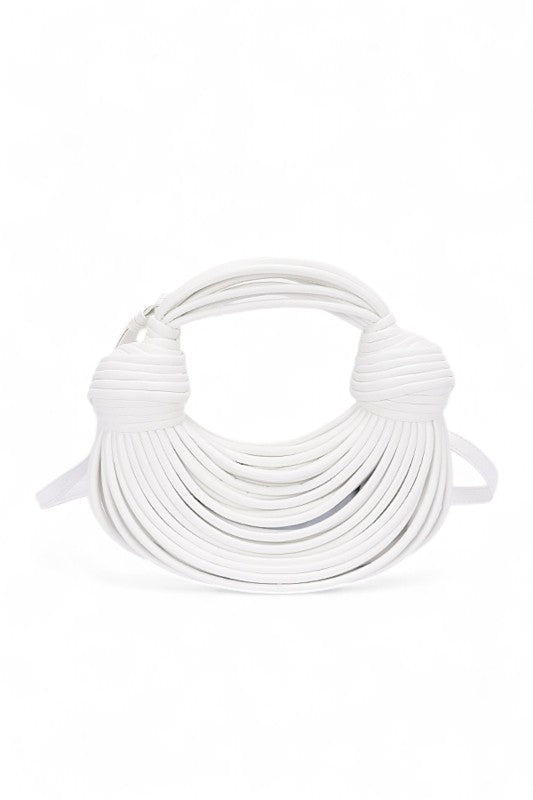 Faux Leather String Rope Top Handle Swing Bag