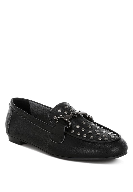 Modaha Horsebit & Embellished Real Leather Loafers