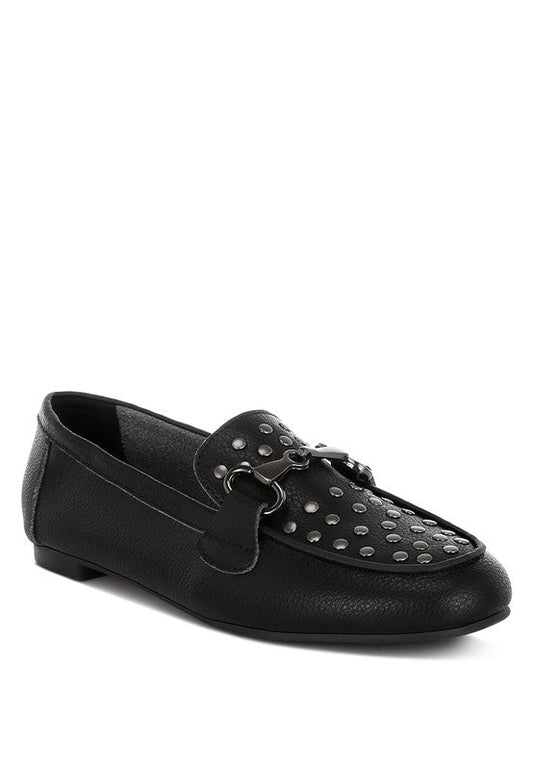 Modaha Horsebit & Embellished Real Leather Loafers
