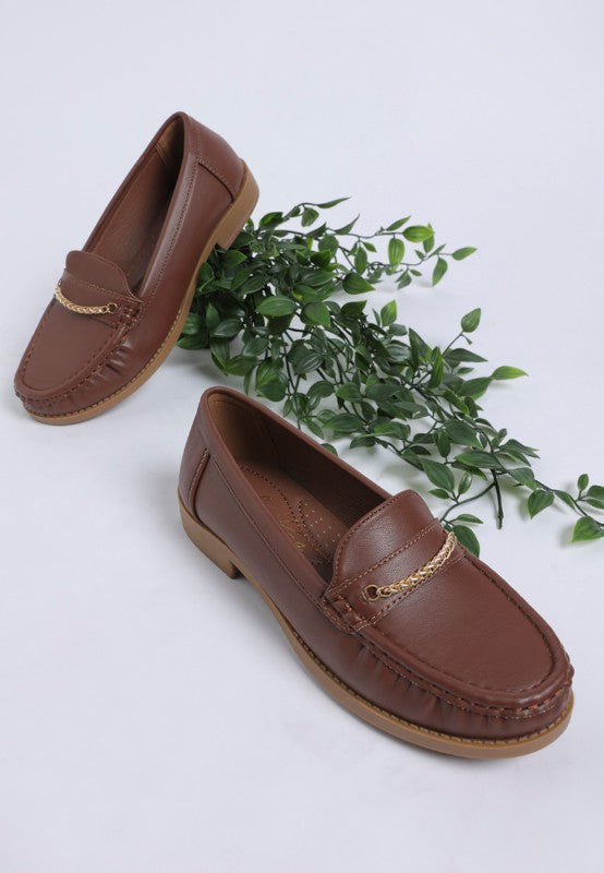 Nemunk Metallic Chain Detail Loafers
