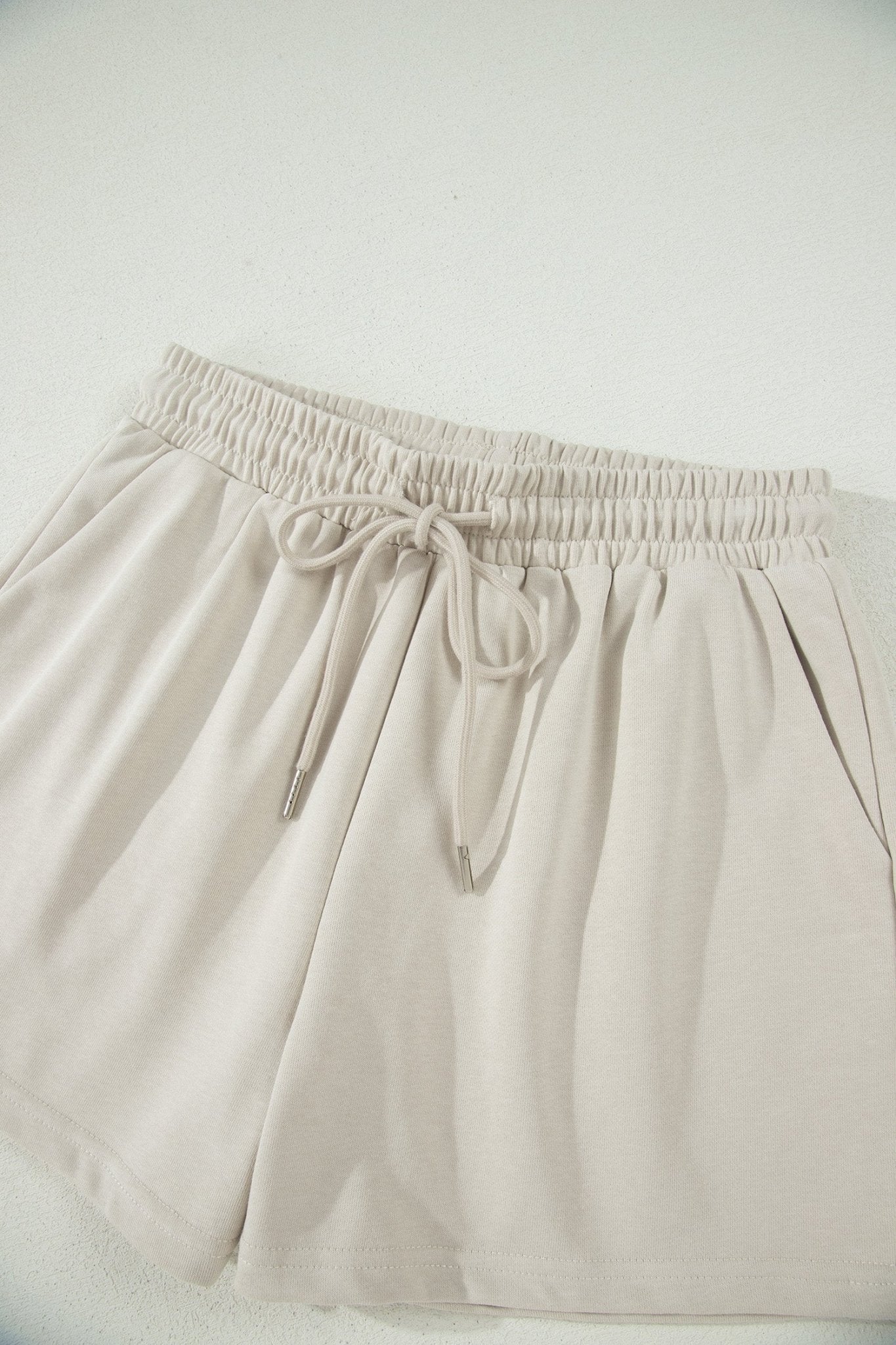 Smoke Gray Solid Color Puffy Loose Top Drawstring Shorts 2pcs Outfit - Loving It Shop