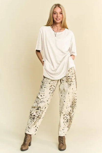 Davi &amp; Dani Short Sleeve Side Slit T-Shirt with Pockets