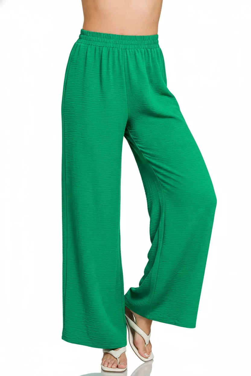 Woven Airflow Elastic Waistband Pants