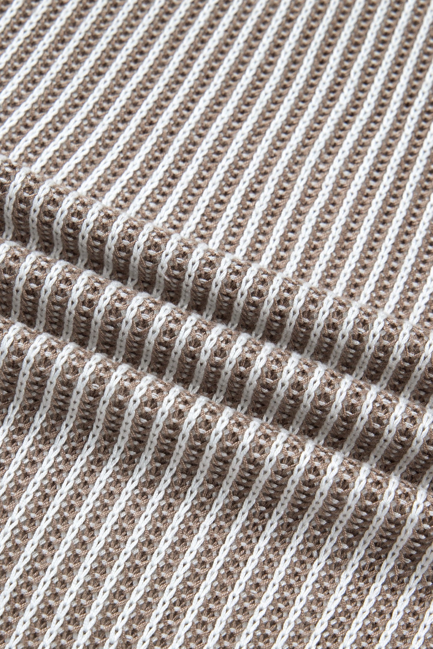 Pale Khaki Contrast Trim Ribbed Knit Sweater Tank Top