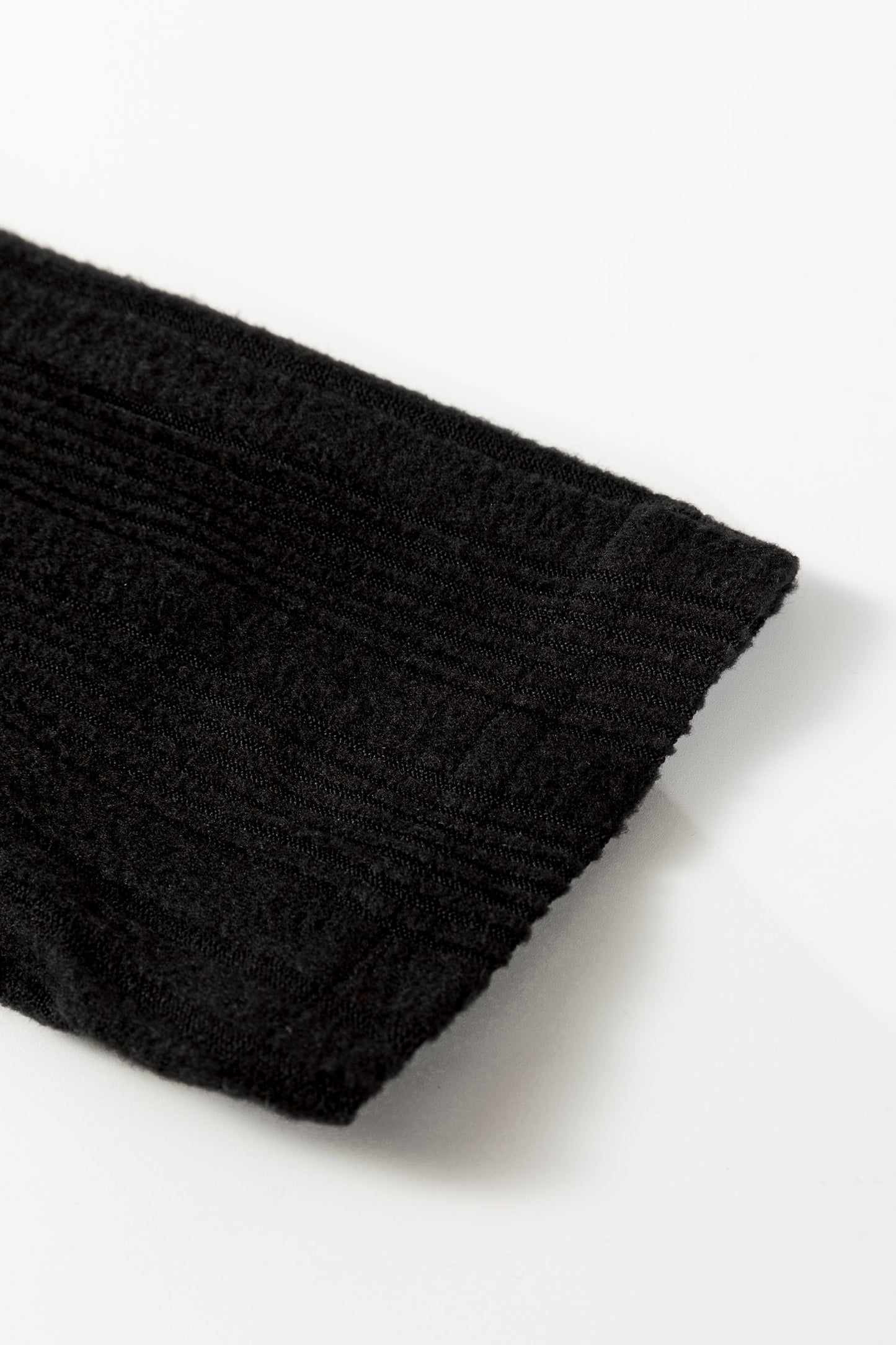 Black Ribbed Open Front Knitted Top with Pockets