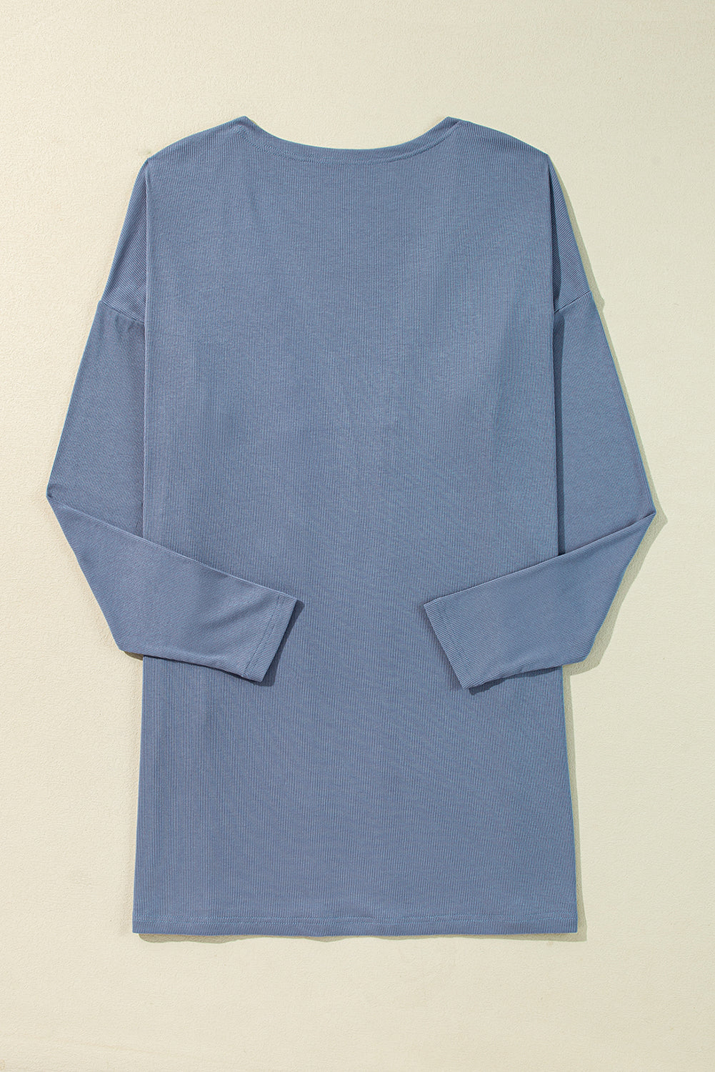Solid Color Rib Knit Open Front Tunic Cardigan