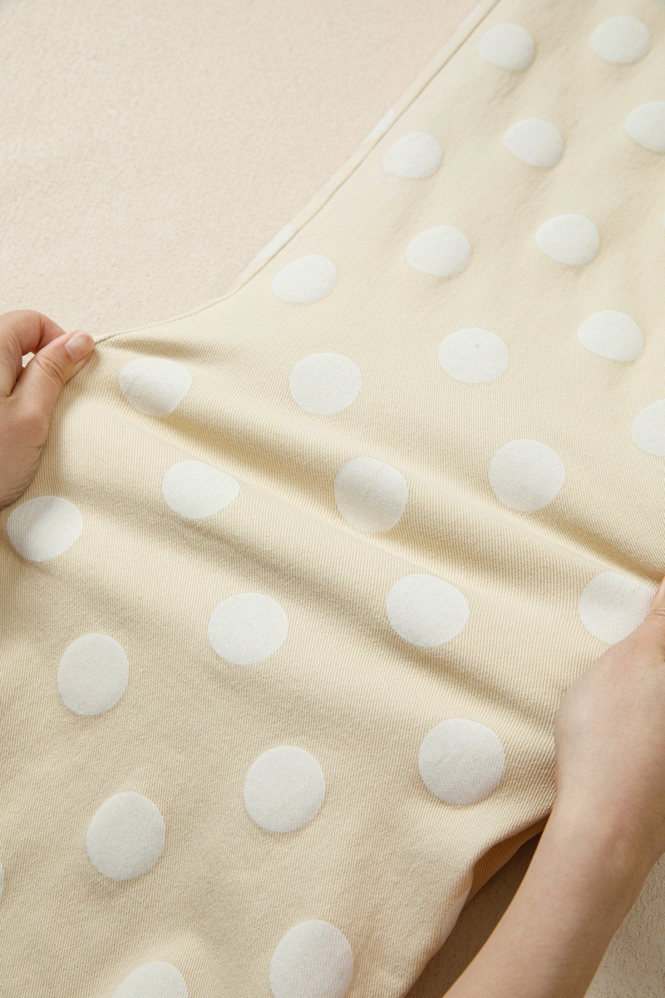 Khaki Polka Dot Print Raw Hem Shift Jeans - Loving It Shop