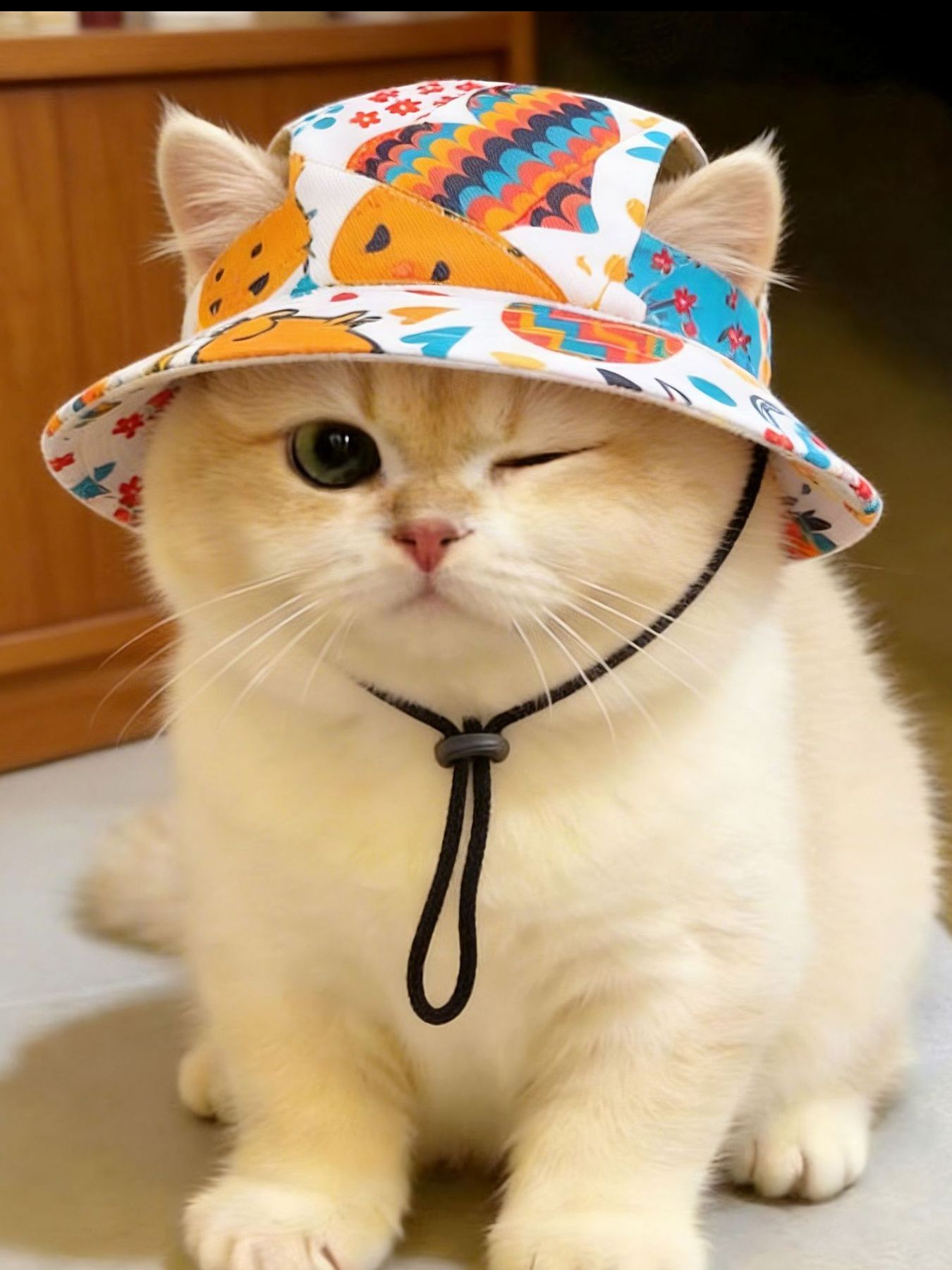 Adjustable Chin Strap Pet Bucket Hat - Loving It Shop