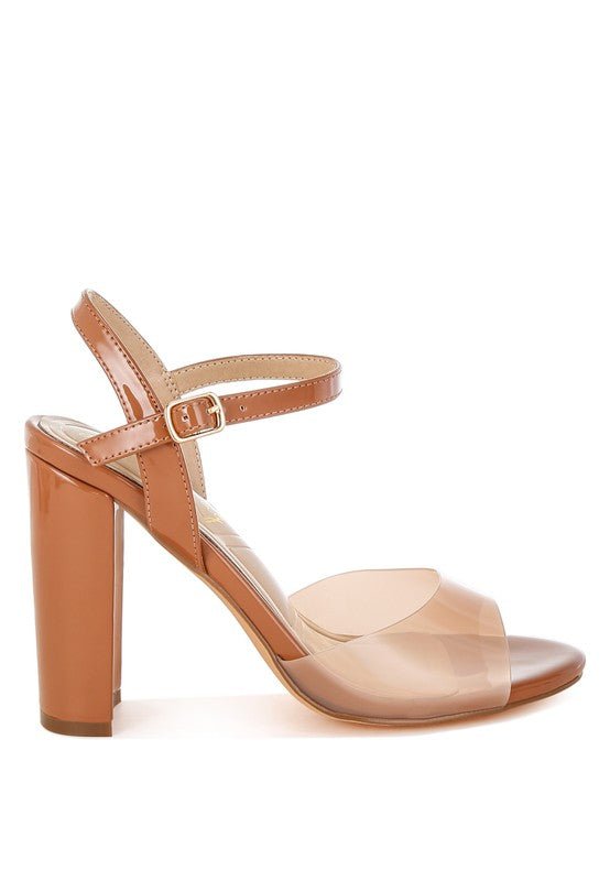 Kessel Tinted Clear Strap Block Heel Sandals - Loving It Shop