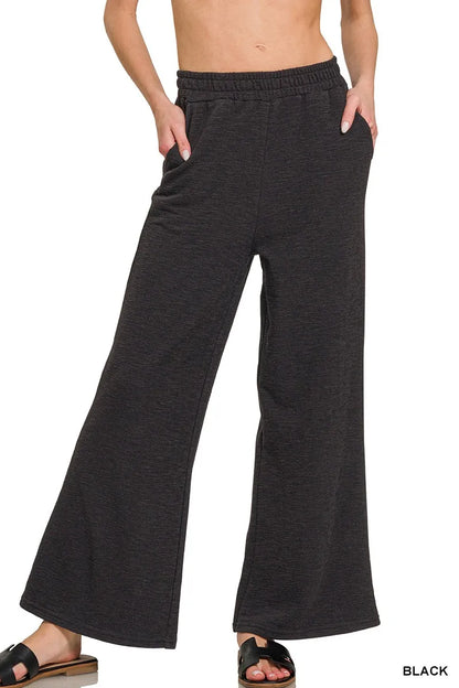 Cotton Slub Wide Leg Pants