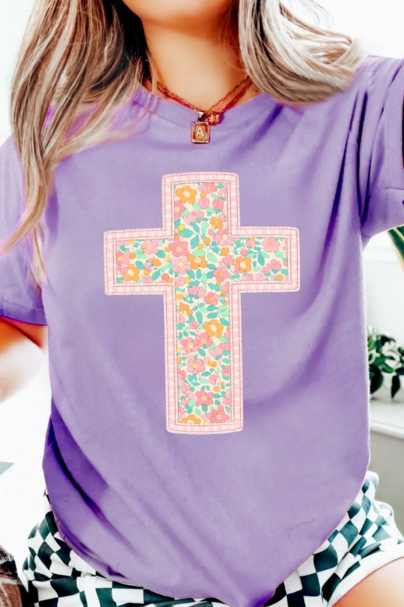 Wisteria Easter Floral Cross Christian Casual Tee - Loving It Shop