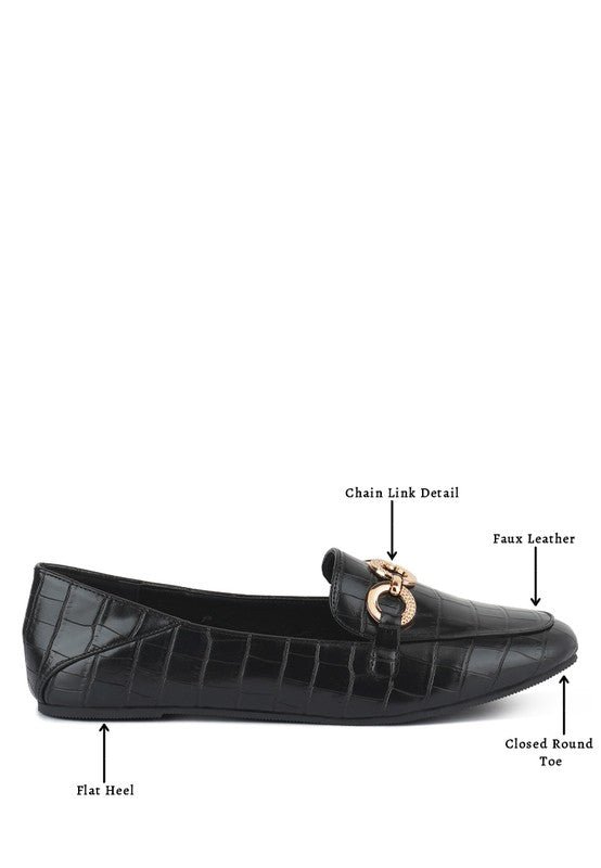 LONDON RAG CROC TEXTURED METAL SHOW DETAIL LOAFERS - Loving It Shop