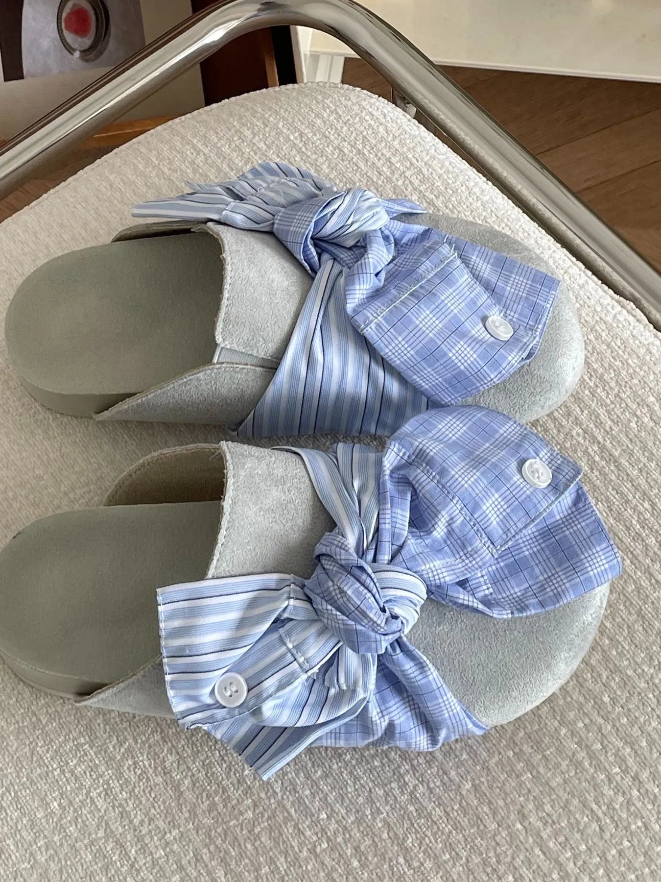 Bow - Knot Plaid Comfort Slip - Ons - Loving It Shop