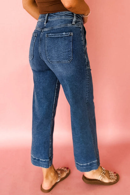 Cropped High Rise Wide Leg Jeans