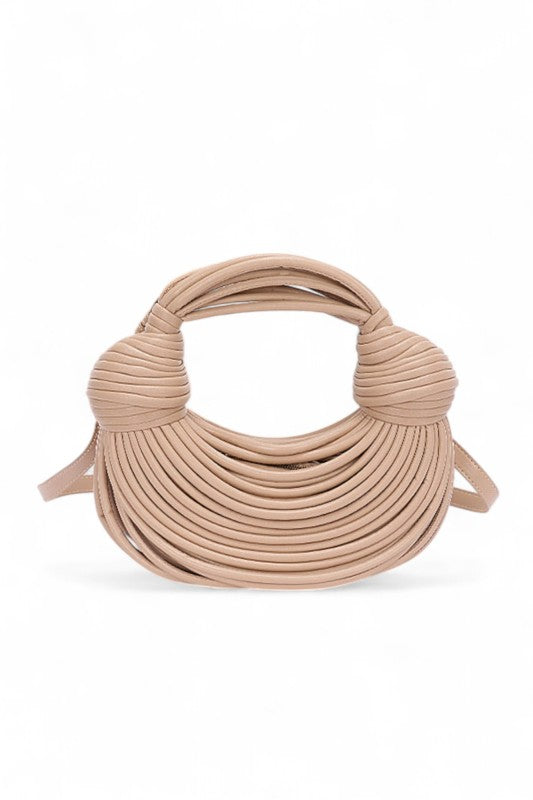 Faux Leather String Rope Top Handle Swing Bag