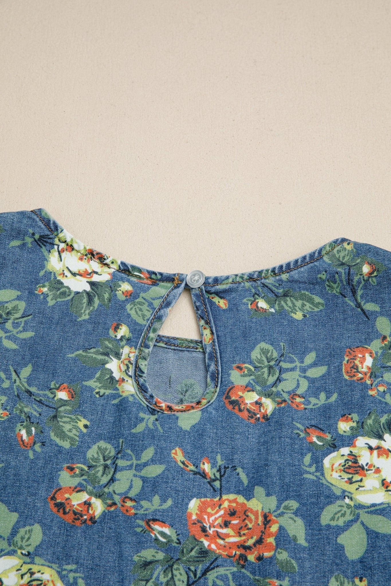 Ashleigh Blue Ruffled Short Sleeve Floral Denim Top - Loving It Shop